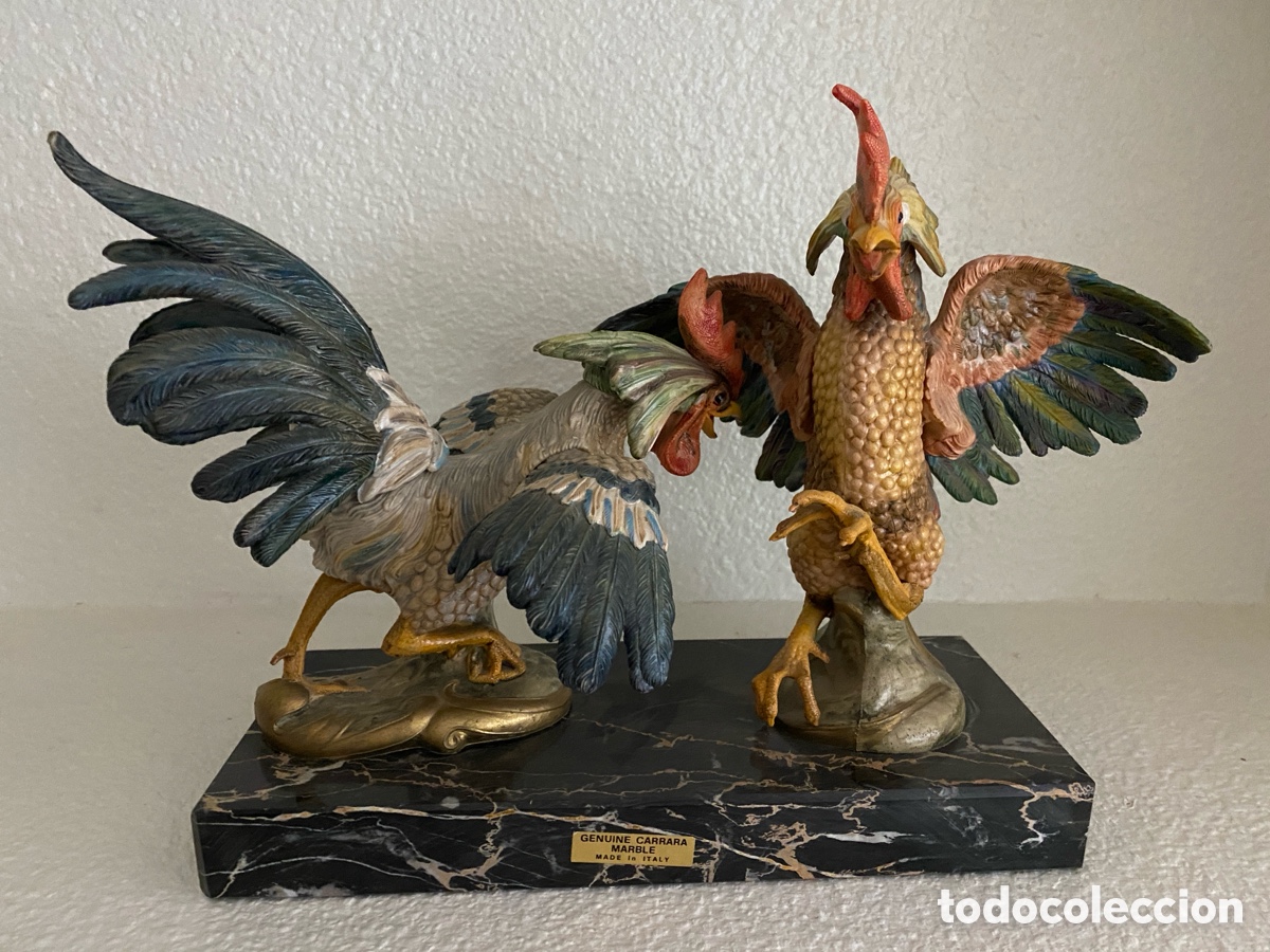 Antig&uuml;edades: Gallos sobre base de m&aacute;rmol - Foto 7