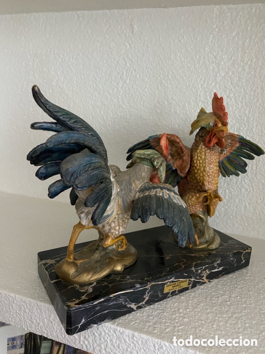 Antig&uuml;edades: Gallos sobre base de m&aacute;rmol - Foto 8
