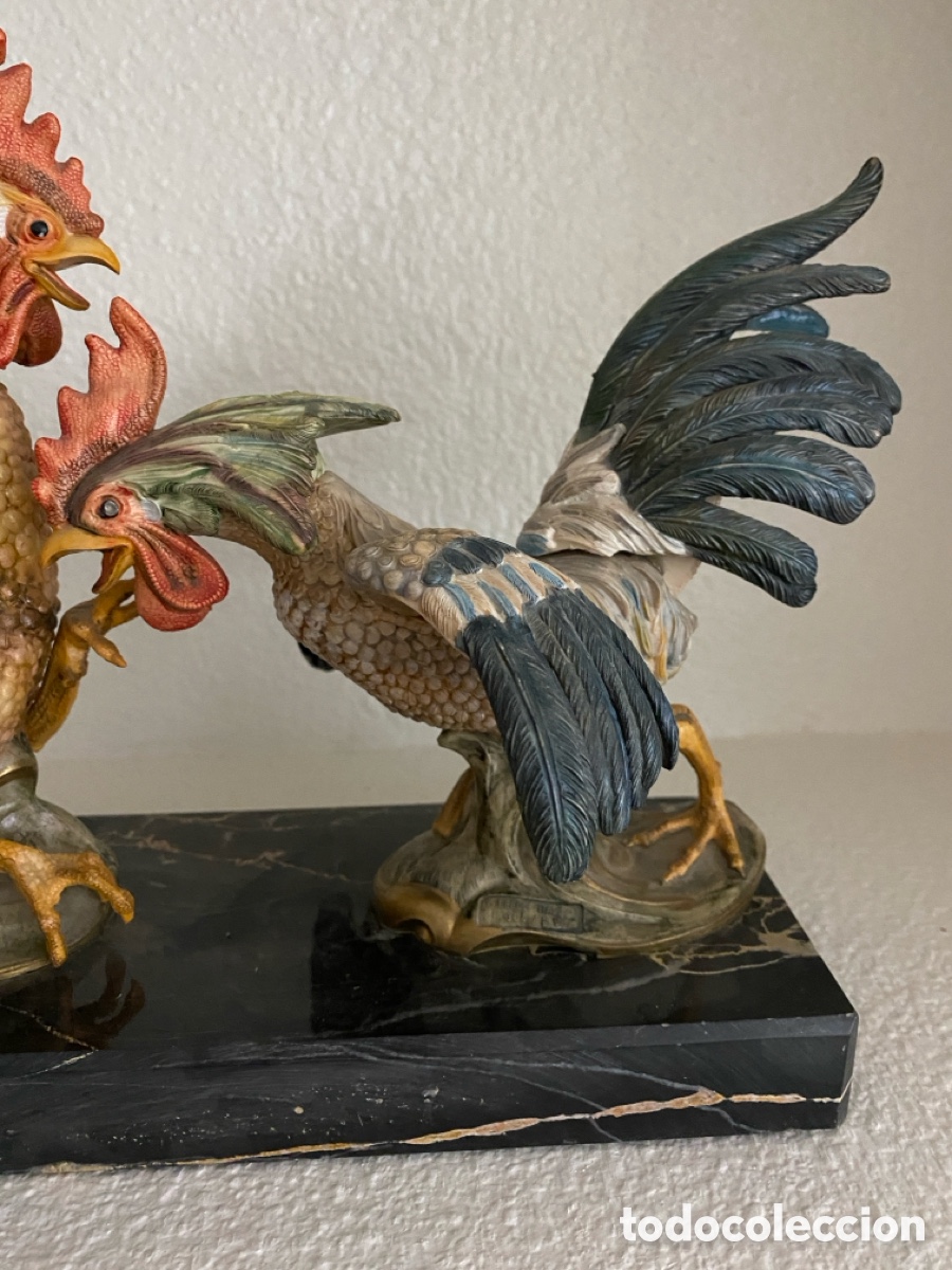 Antig&uuml;edades: Gallos sobre base de m&aacute;rmol - Foto 10