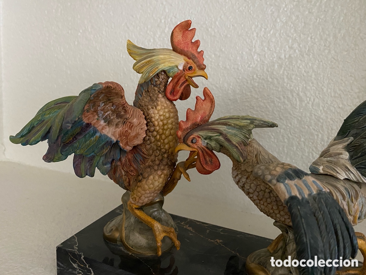 Antig&uuml;edades: Gallos sobre base de m&aacute;rmol - Foto 11
