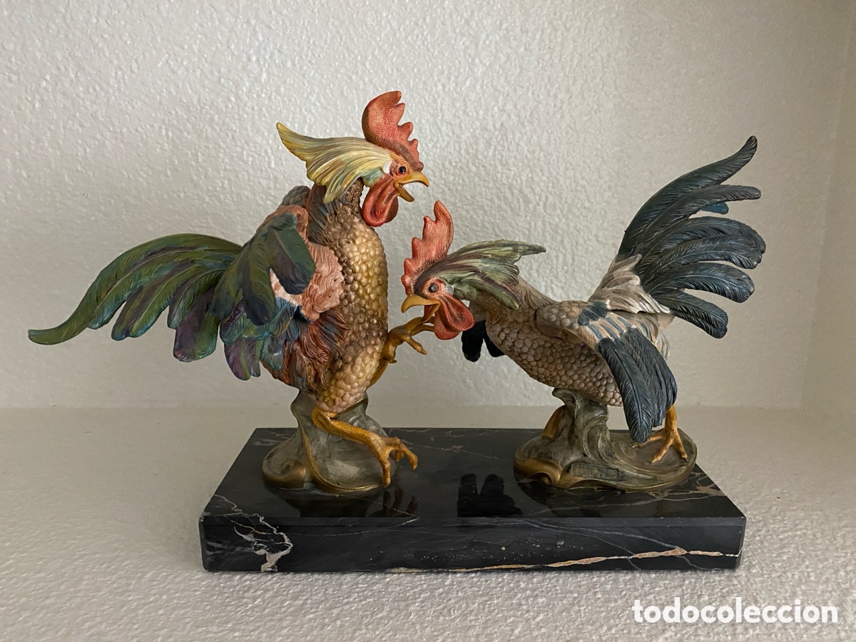 Antig&uuml;edades: Gallos sobre base de m&aacute;rmol - Foto 12