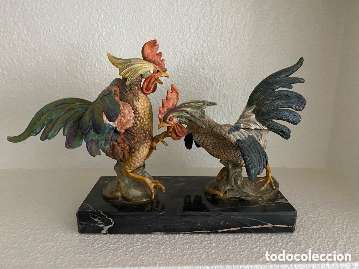 Antig&uuml;edades: Gallos sobre base de m&aacute;rmol - Foto 13