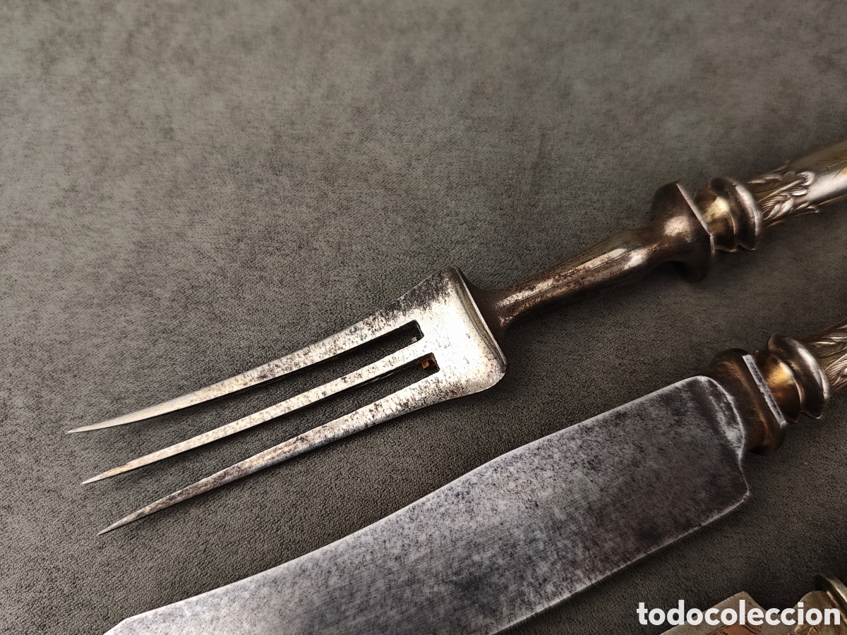 Antig&uuml;edades: Antiguo Conjunto Alem&aacute;n para Servir Mangos de Plata - Foto 4