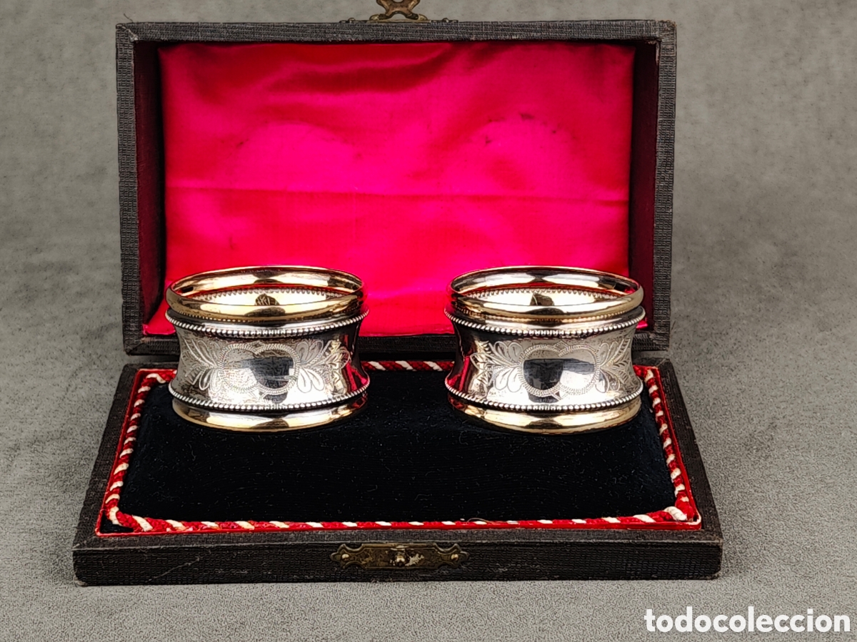 Antig&uuml;edades: Antigua Pareja de Servilleteros de Plata - Foto 6
