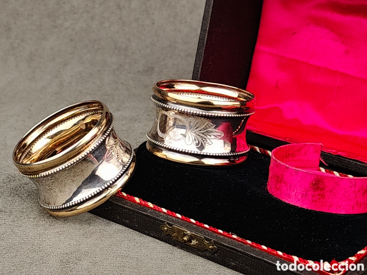 Antig&uuml;edades: Antigua Pareja de Servilleteros de Plata - Foto 9