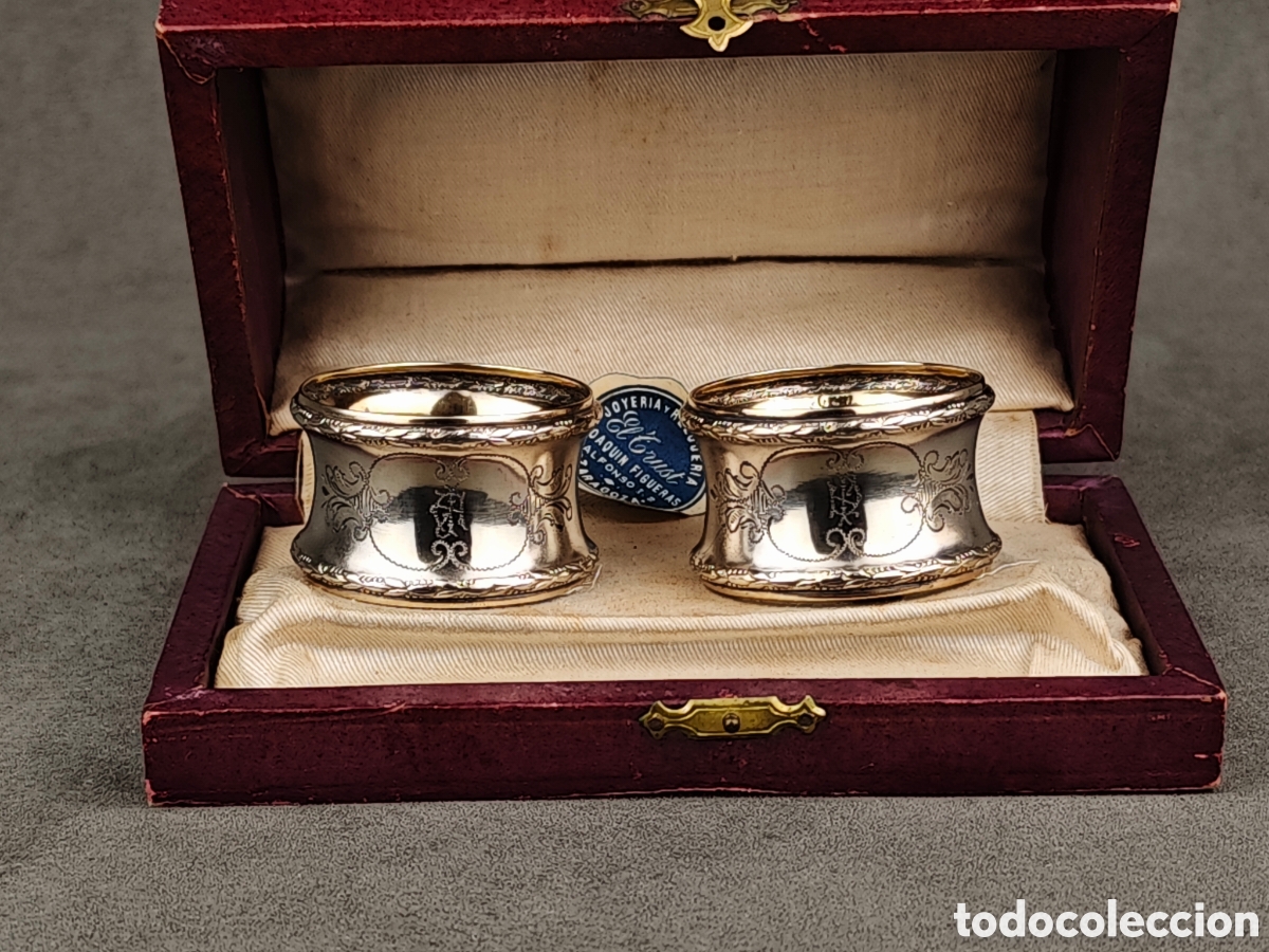 Antig&uuml;edades: Antigua Pareja de Servilleteros de Plata - Foto 6