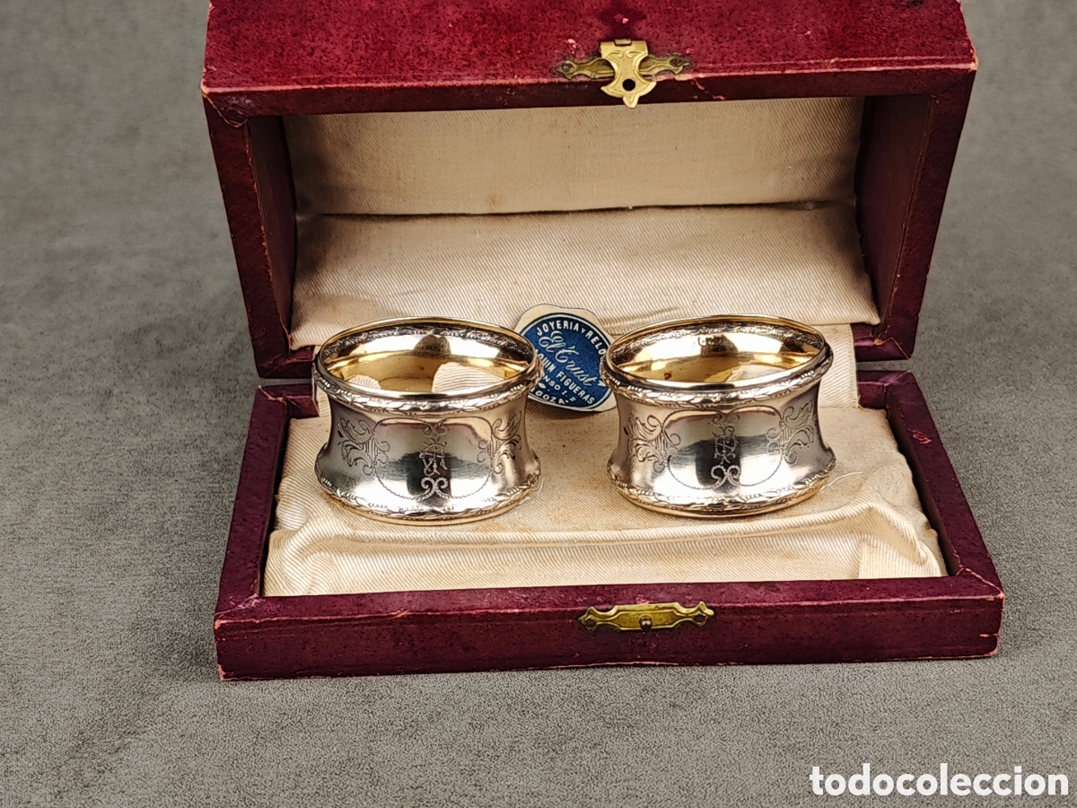 Antig&uuml;edades: Antigua Pareja de Servilleteros de Plata - Foto 7