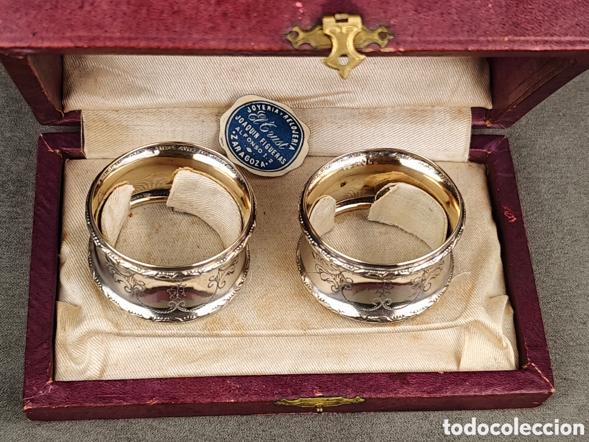 Antig&uuml;edades: Antigua Pareja de Servilleteros de Plata - Foto 8
