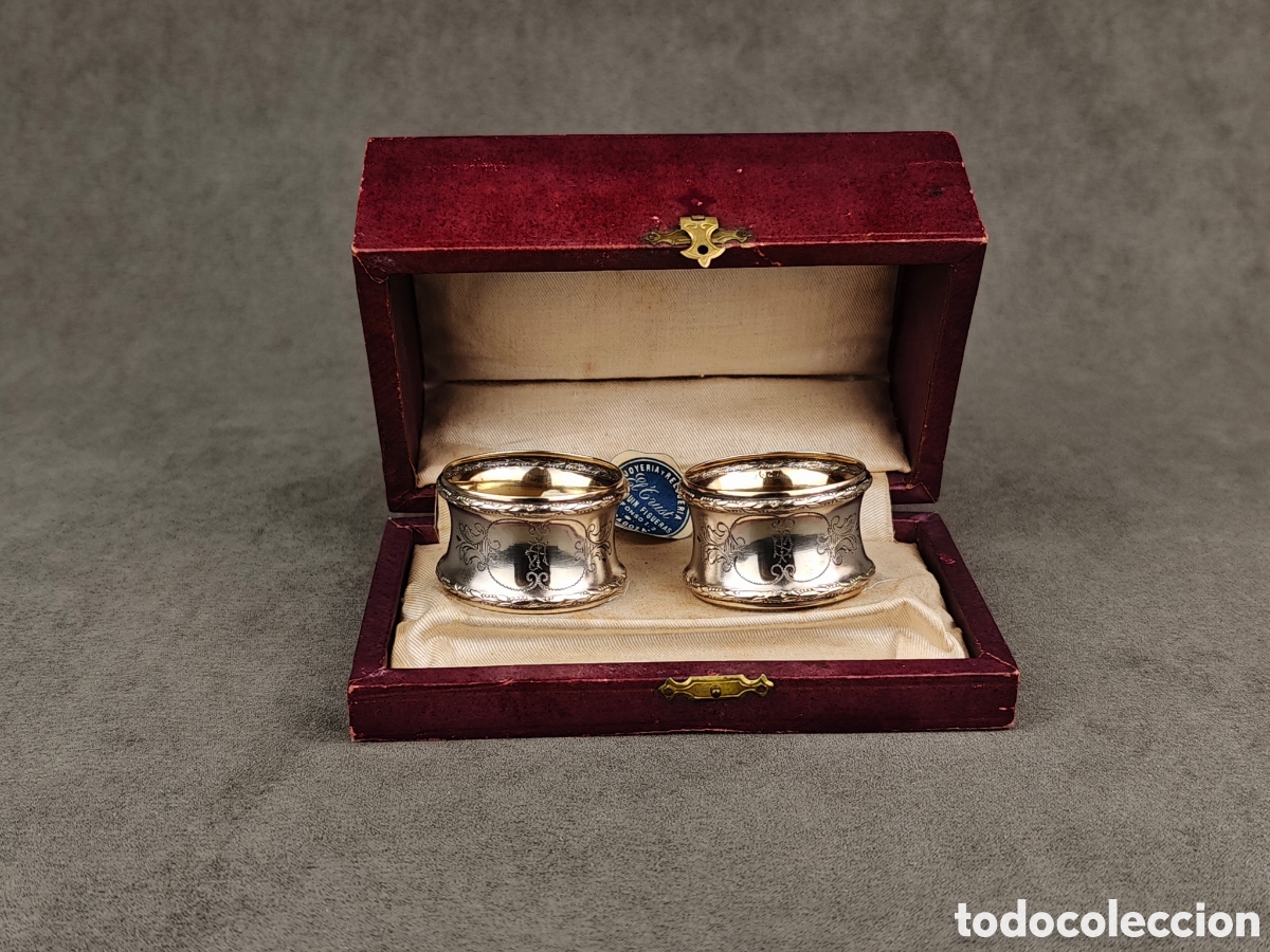 Antig&uuml;edades: Antigua Pareja de Servilleteros de Plata - Foto 1
