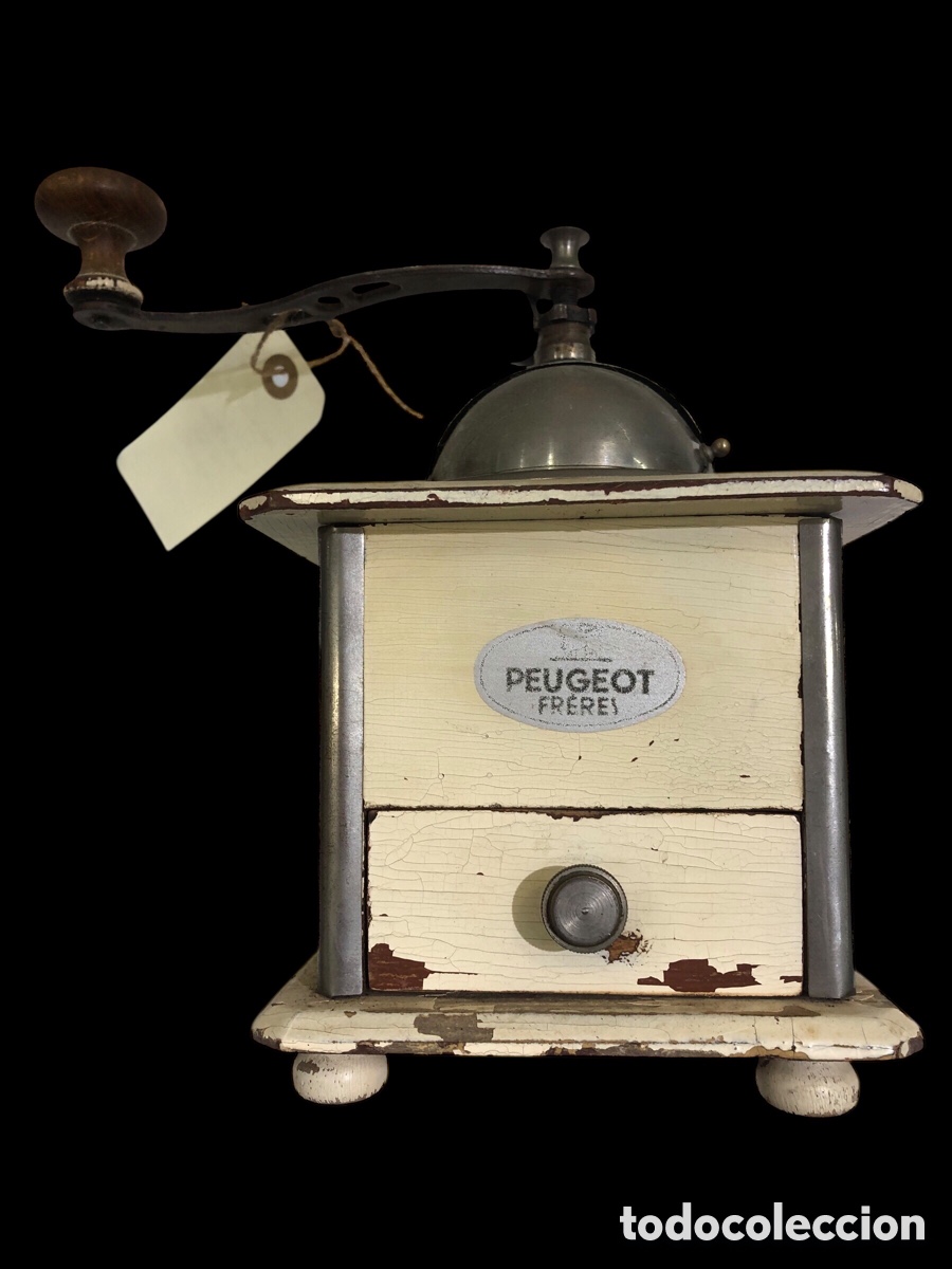 Antig&uuml;edades: Antiguo Molinillo de Caf&eacute; PEUGEOT FR&Egrave;RES - Modelo Lacado Crema - Circa 1930/50 - Original