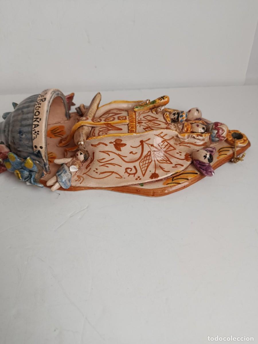 Antig&uuml;edades: BENDITERA CERAMICA PERIS. MANISES. 24cm - Foto 5