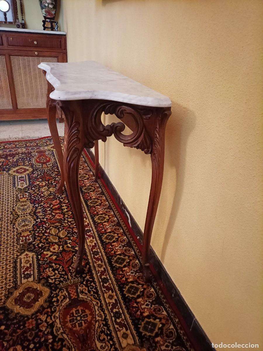 Antig&uuml;edades: Consola estilo Luis XV de madera y m&aacute;rmol - Foto 3
