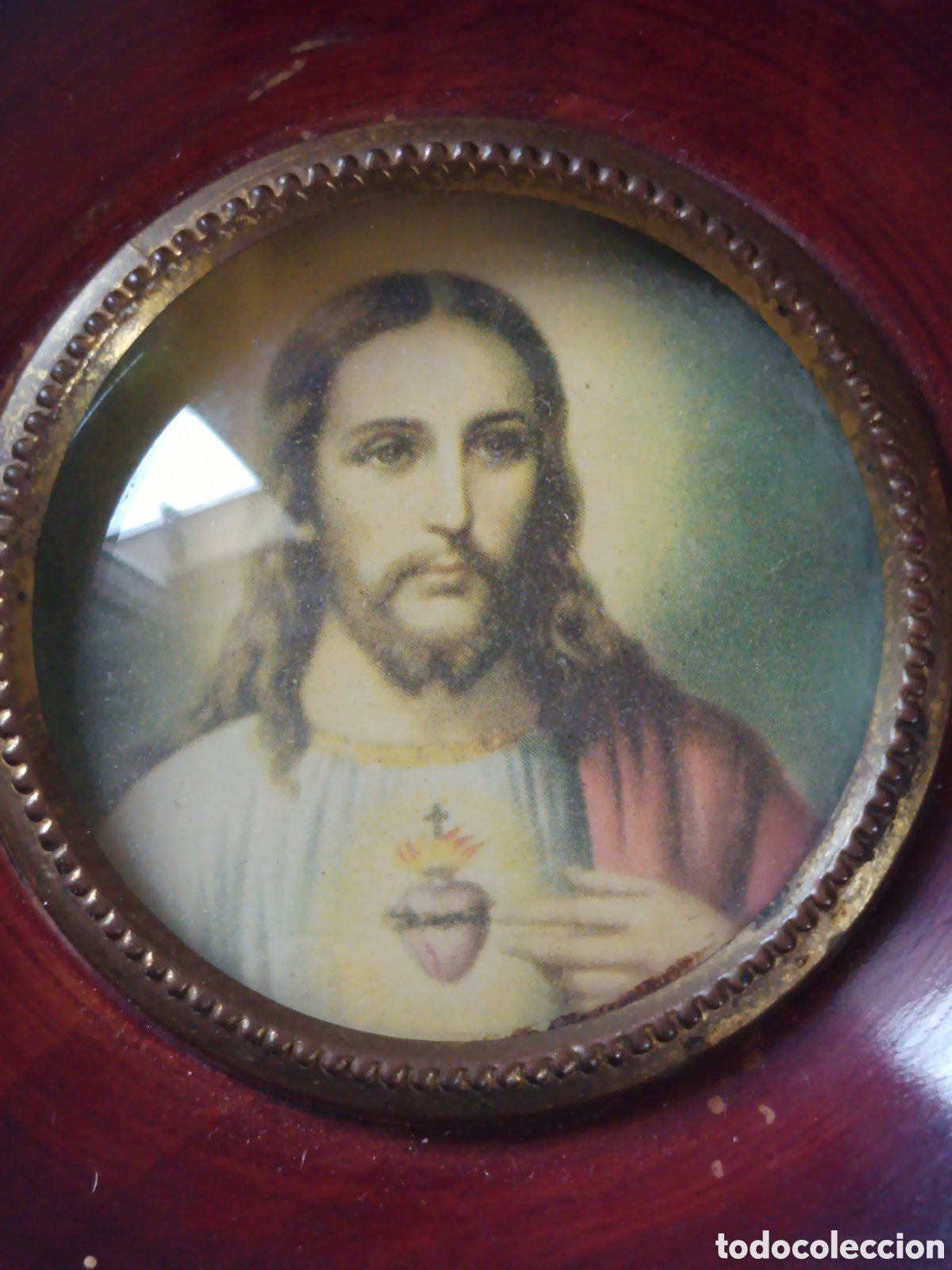 Antig&uuml;edades: Cuadro redondo Sagrado Coraz&oacute;n De Jesus - Foto 4