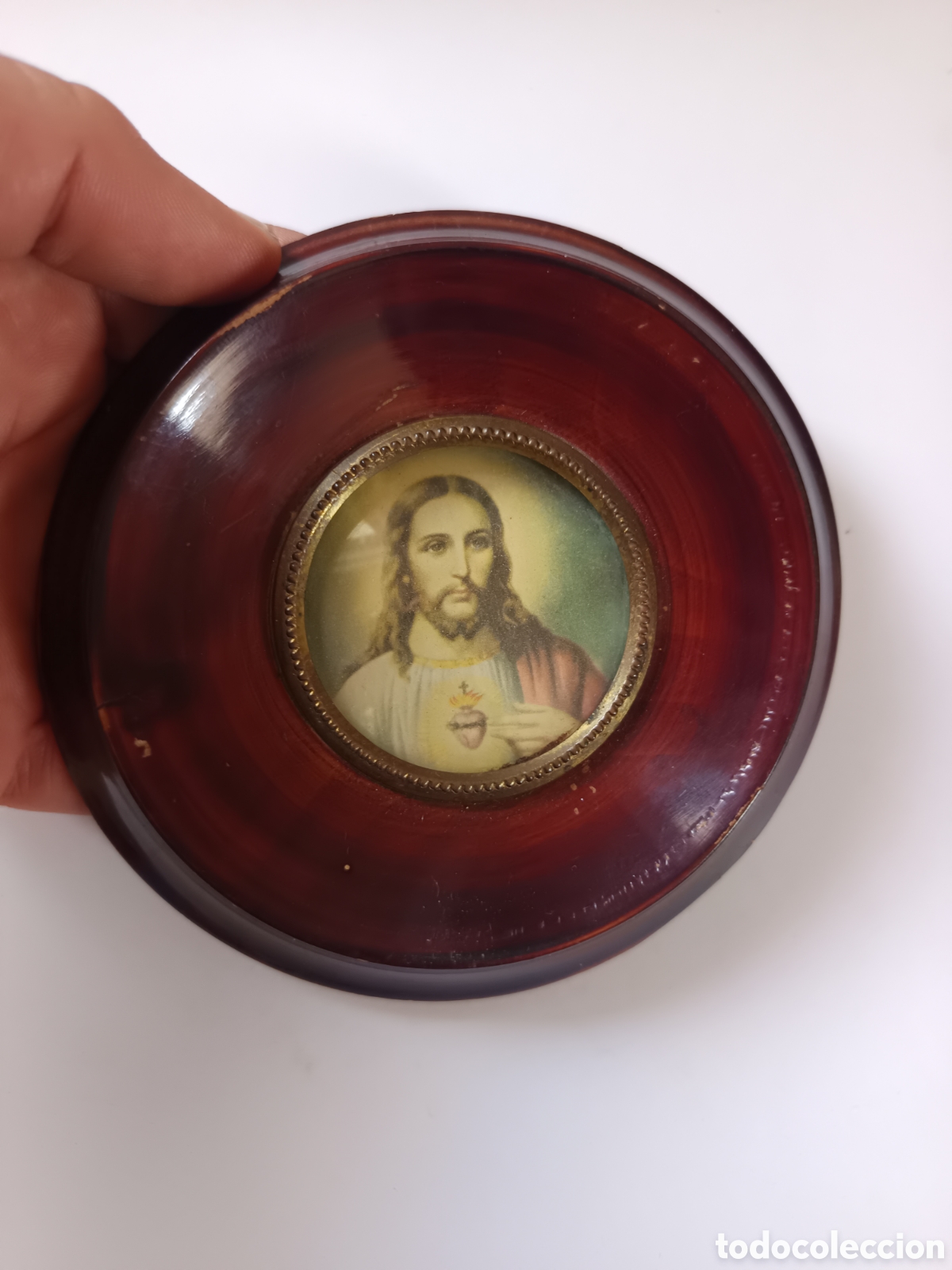 Antig&uuml;edades: Cuadro redondo Sagrado Coraz&oacute;n De Jesus - Foto 3