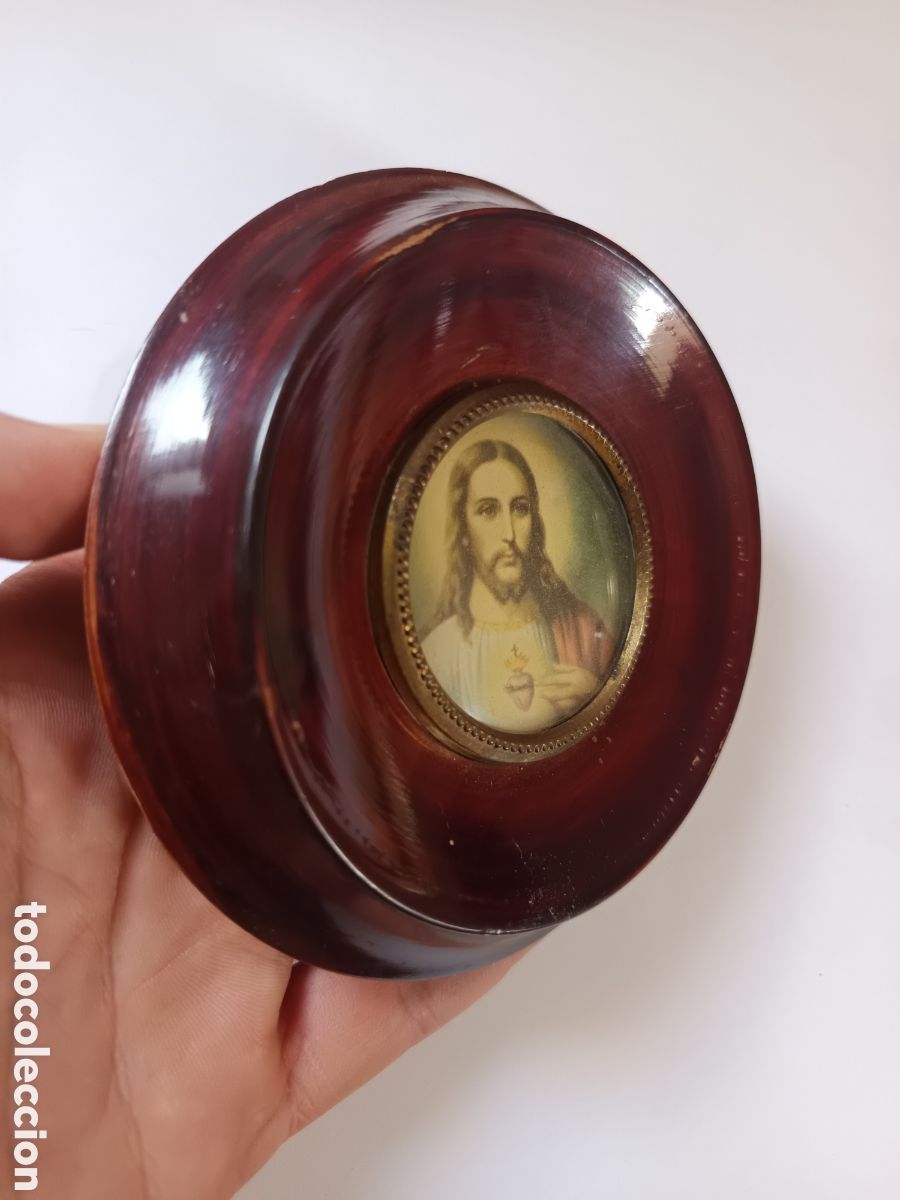 Antig&uuml;edades: Cuadro redondo Sagrado Coraz&oacute;n De Jesus - Foto 2