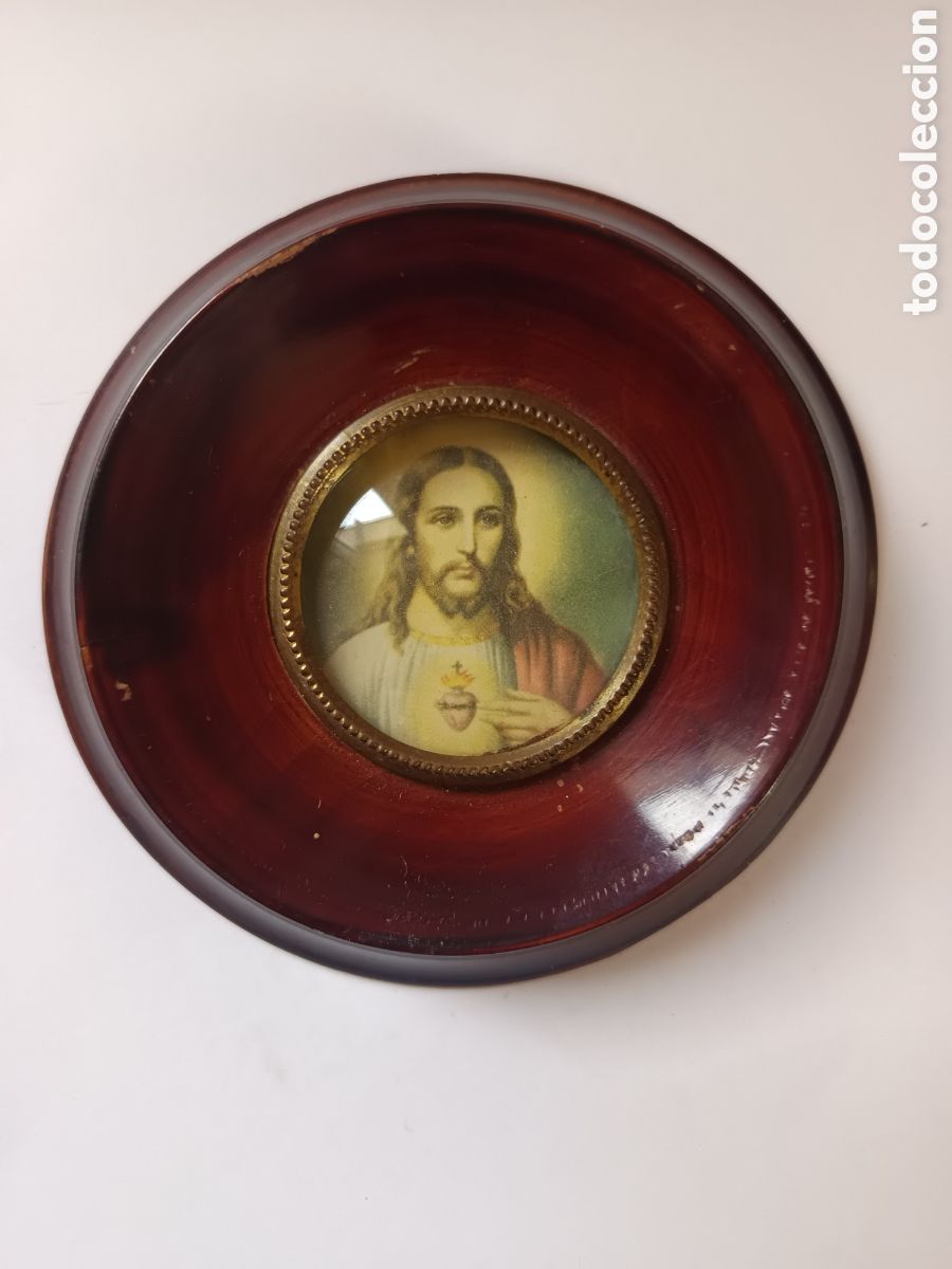 Antig&uuml;edades: Cuadro redondo Sagrado Coraz&oacute;n De Jesus - Foto 1