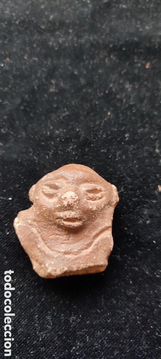 Antig&uuml;edades: Cabeza de idolo precolombino cultura jama coaque Ecuador 355 a. C- 1532 d. C