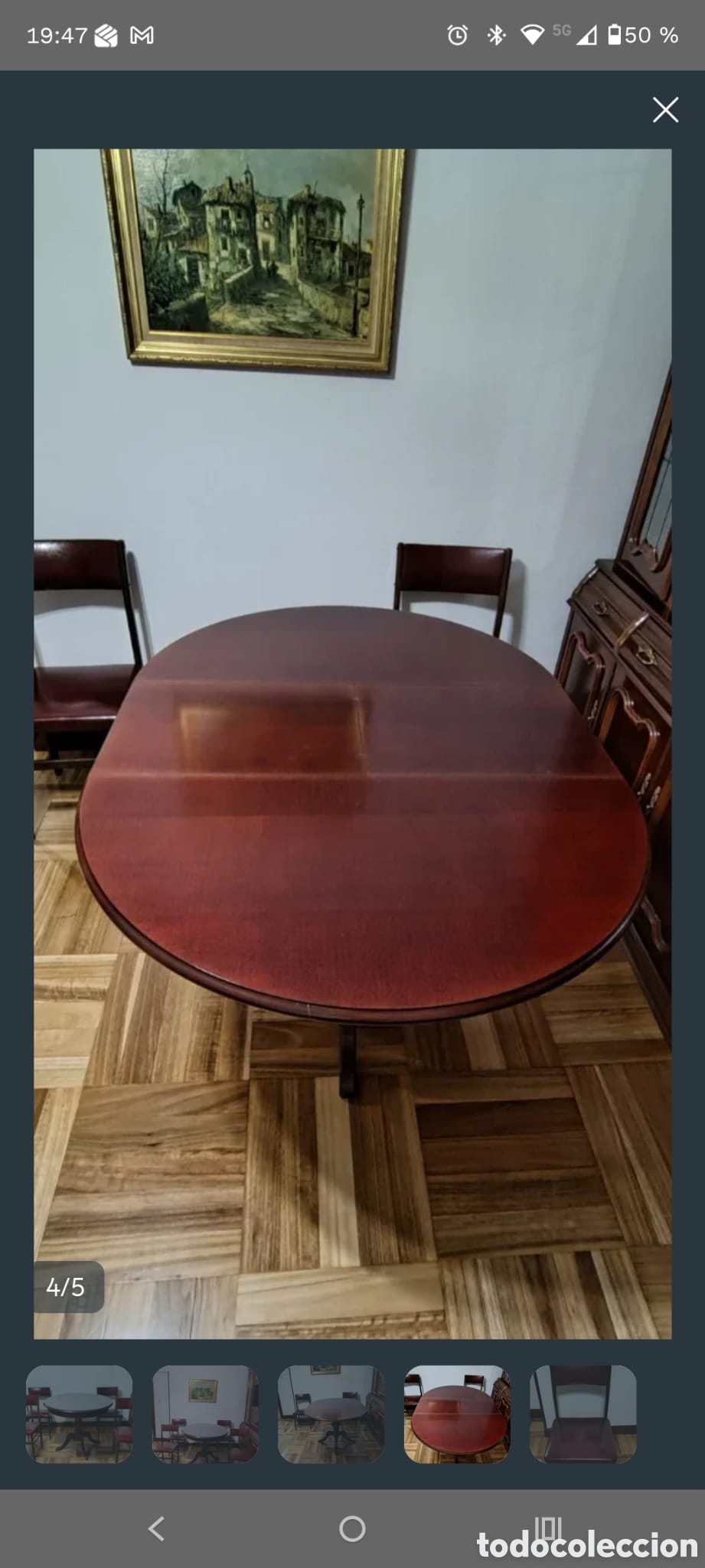 Antig&uuml;edades: Mesa de sal&oacute;n y sillas - Foto 2