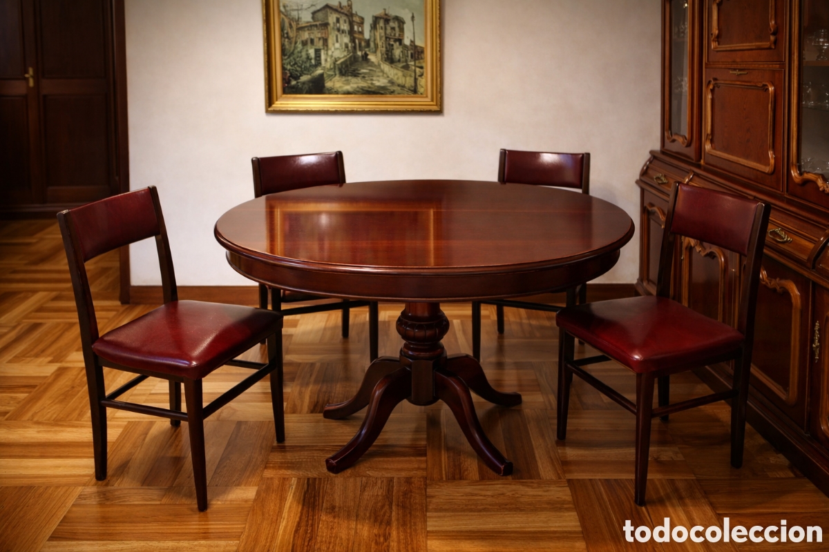 Antig&uuml;edades: Mesa de sal&oacute;n y sillas - Foto 1
