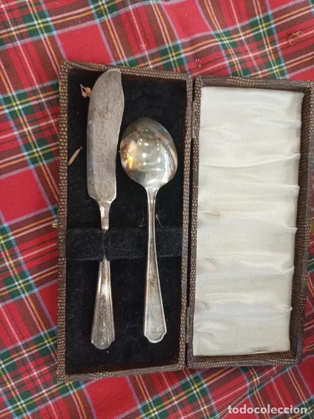 Antig&uuml;edades: Cucharita y cuchillo plata de postre - Foto 1