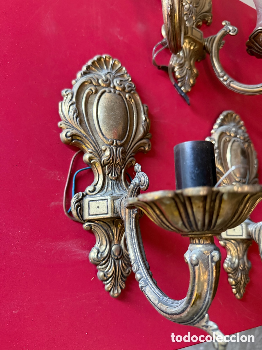 Antig&uuml;edades: Lote 3 apliques de pared bronce cl&aacute;sicos - Foto 2