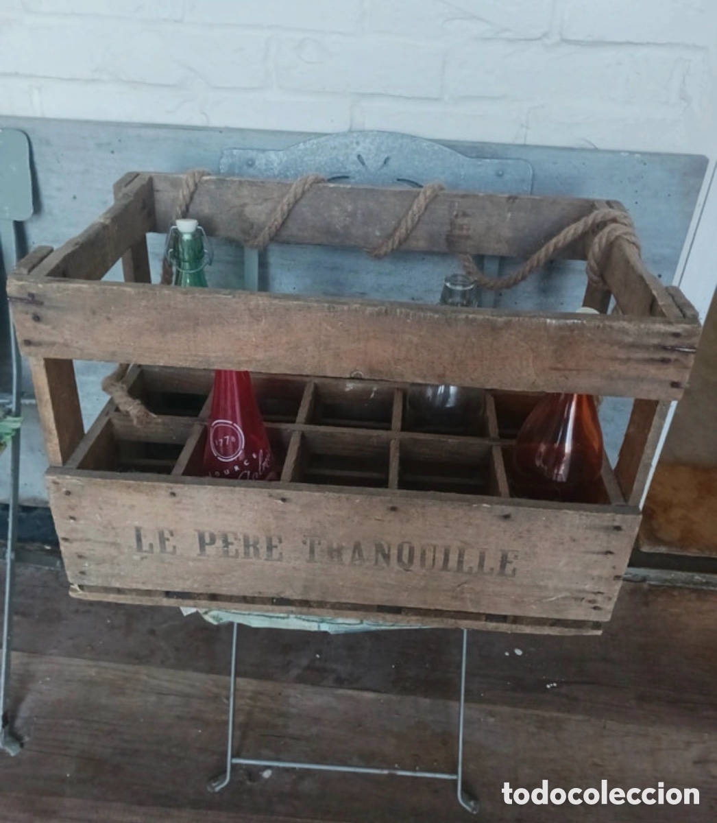 Antig&uuml;edades: Antigua caja de madera para botellas - Foto 2