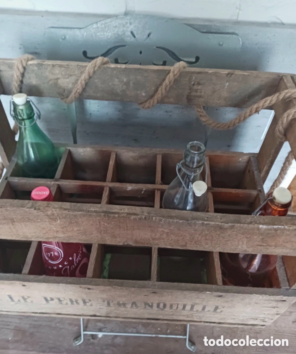 Antig&uuml;edades: Antigua caja de madera para botellas - Foto 3