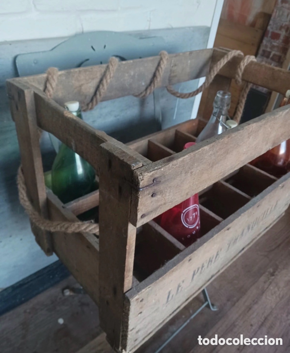 Antig&uuml;edades: Antigua caja de madera para botellas - Foto 4