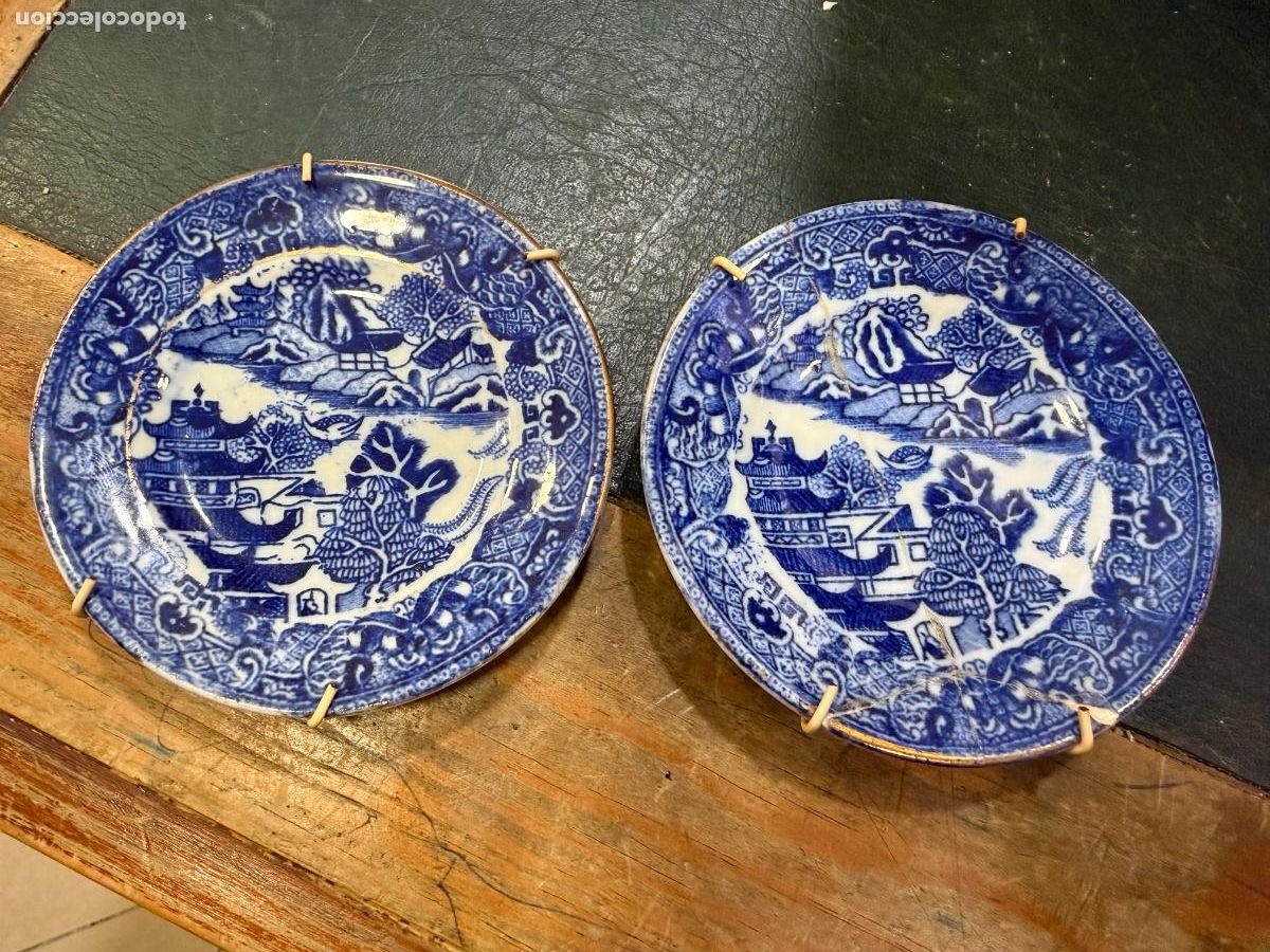 Antiquit&auml;ten: PAREJA DE BANDEJAS DE CERAMICA - MEDIDA 10,5 CM