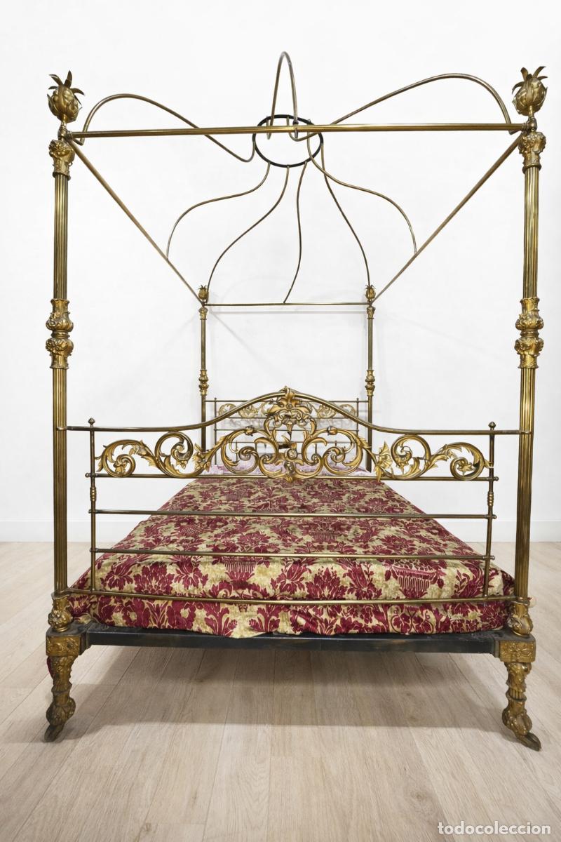 Antig&uuml;edades: CAMA ANTIGUA ISABELINA CON DOSEL - Foto 2