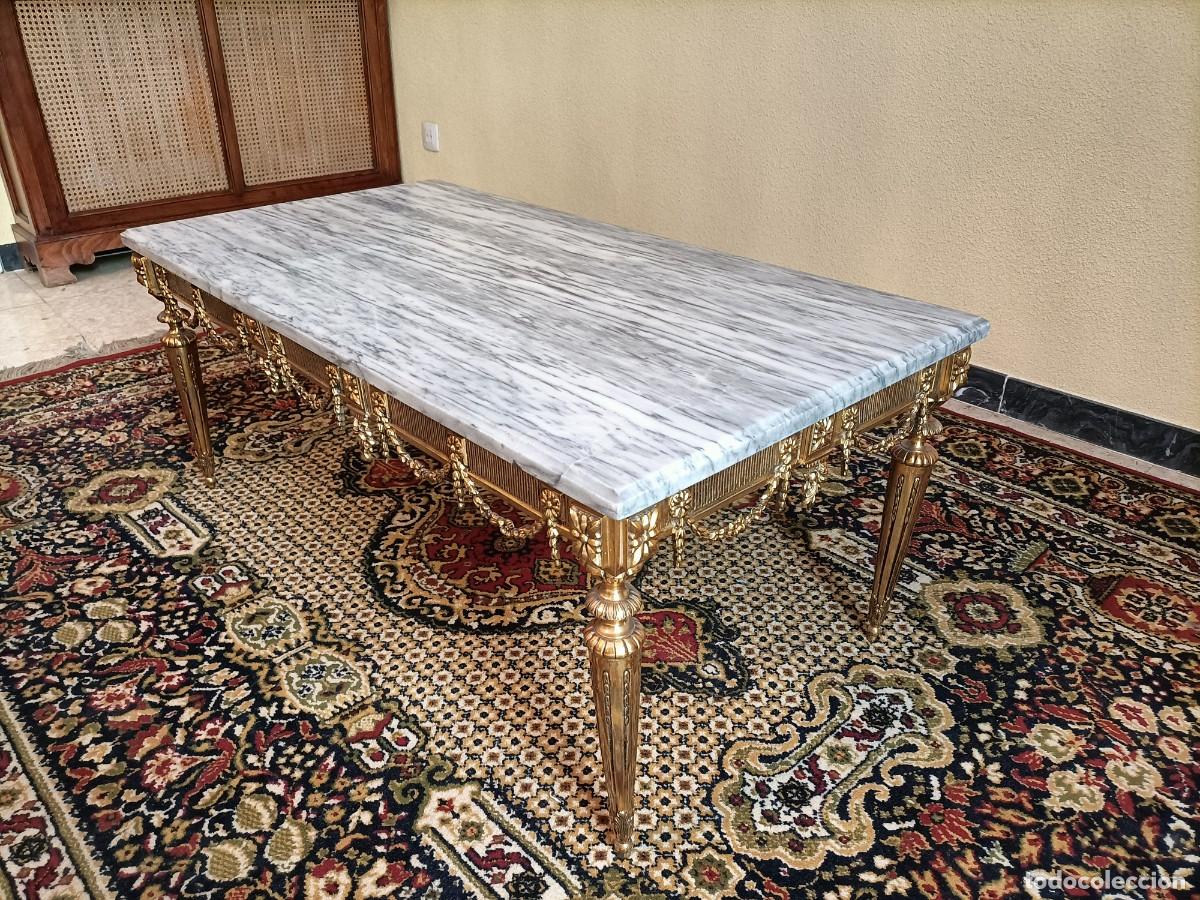 Antig&uuml;edades: Consola antigua de m&aacute;rmol blanco y bronce - Foto 1