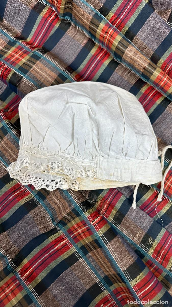 Antig&uuml;edades: Antiguo gorro de lino para dormir - Foto 4