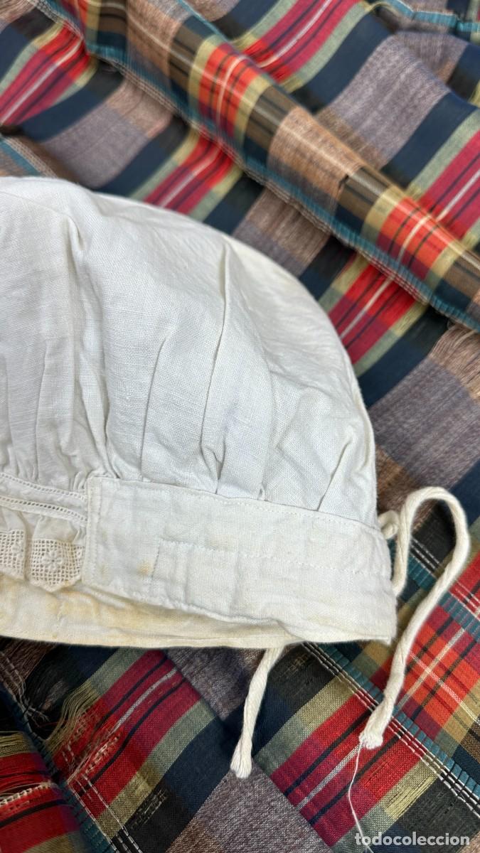 Antig&uuml;edades: Antiguo gorro de lino para dormir - Foto 5