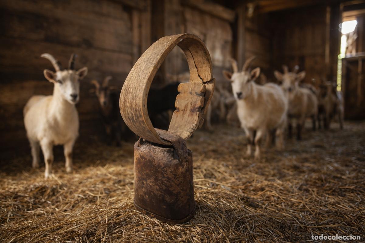 Oggetti Antichi: Cencerro con collar de madera