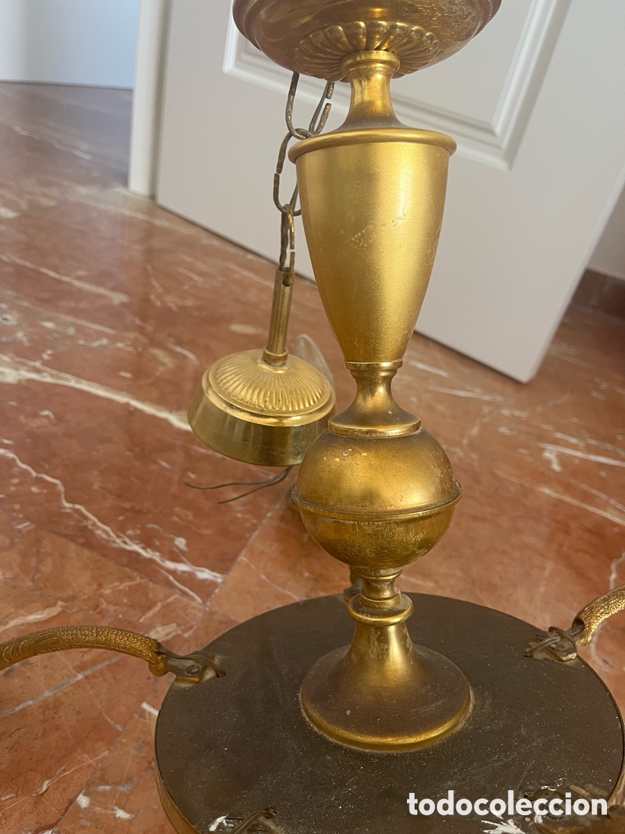 Antig&uuml;edades: L&aacute;mpara dorada antigua - Foto 3