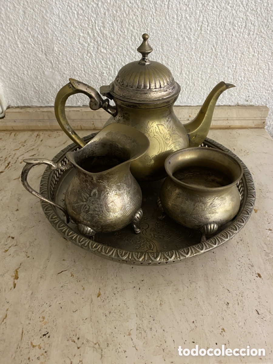 Antig&uuml;edades: Conjunto de tetera y utensilios para el t&eacute; - Foto 2