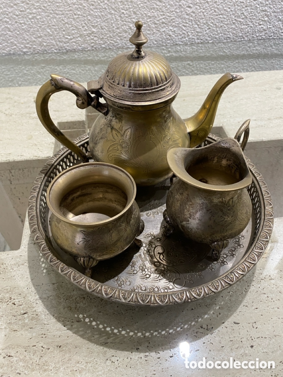 Antig&uuml;edades: Conjunto de tetera y utensilios para el t&eacute; - Foto 14