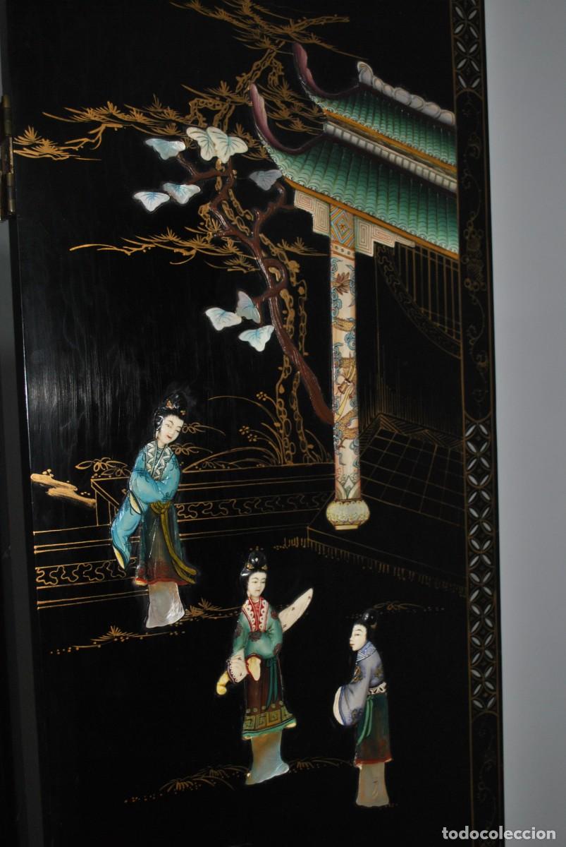 Antig&uuml;edades: BIOMBO ANTIGUO ORIENTAL DE MADERA LACADA - Foto 17