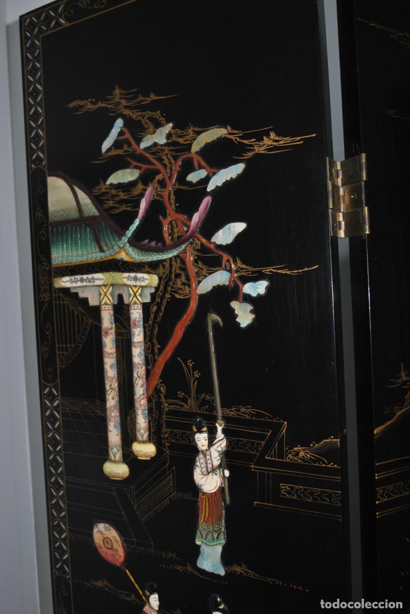 Antig&uuml;edades: BIOMBO ANTIGUO ORIENTAL DE MADERA LACADA - Foto 18