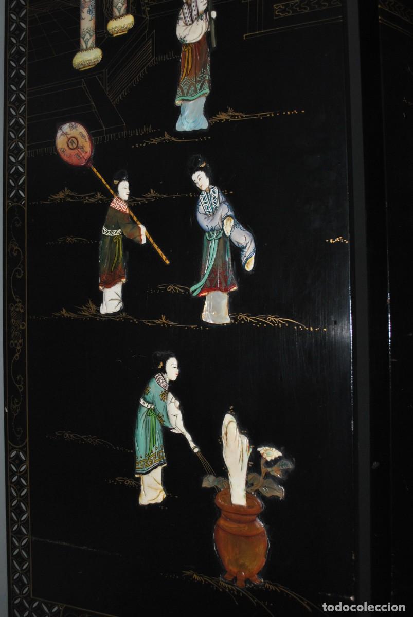 Antig&uuml;edades: BIOMBO ANTIGUO ORIENTAL DE MADERA LACADA - Foto 20