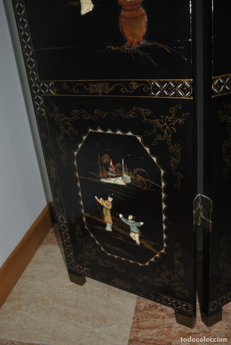 Antig&uuml;edades: BIOMBO ANTIGUO ORIENTAL DE MADERA LACADA - Foto 21