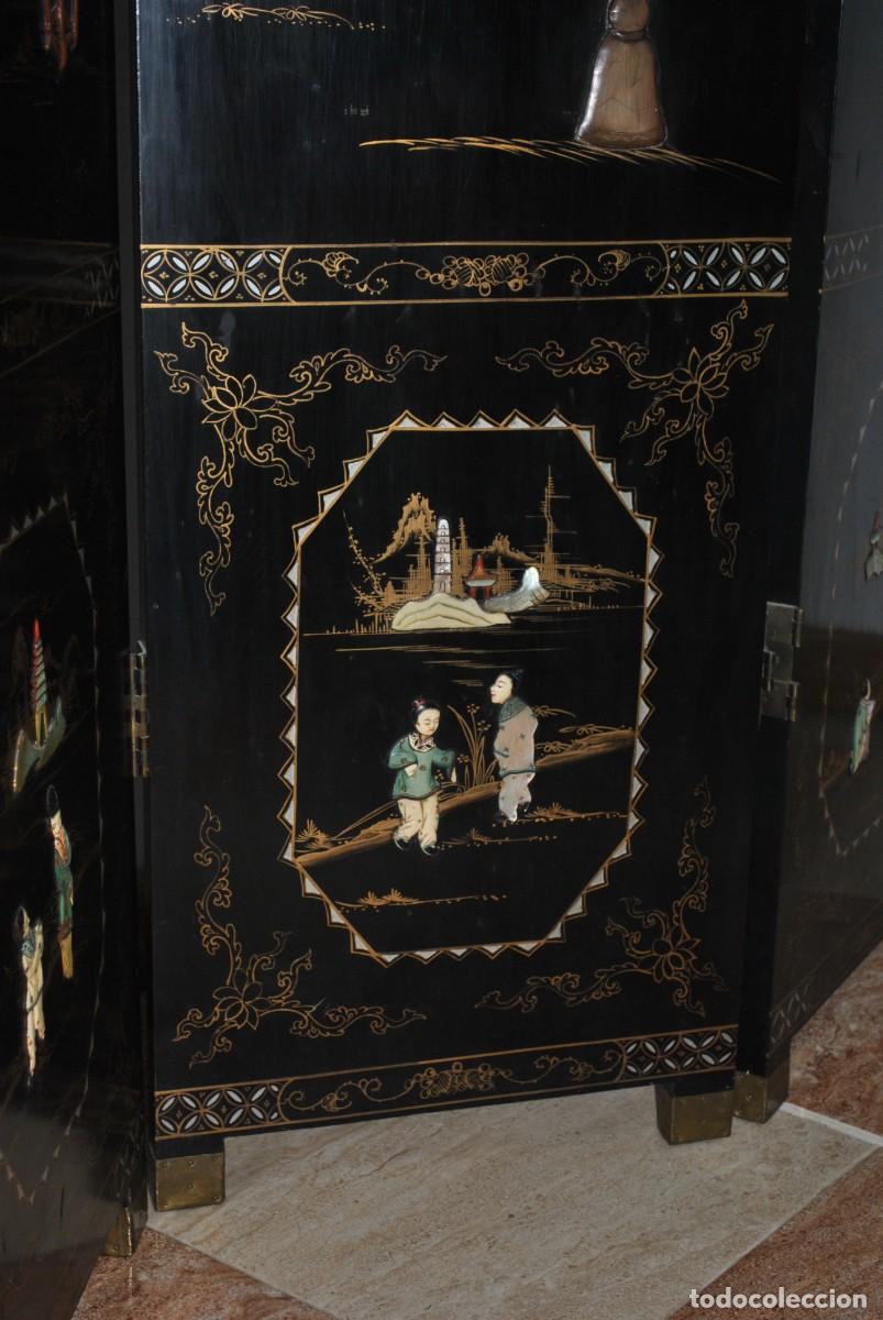 Antig&uuml;edades: BIOMBO ANTIGUO ORIENTAL DE MADERA LACADA - Foto 23