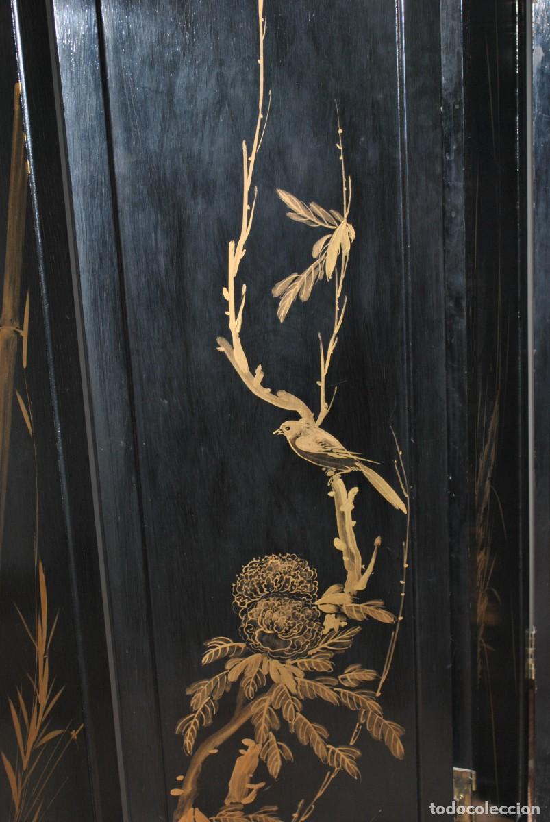 Antig&uuml;edades: BIOMBO ANTIGUO ORIENTAL DE MADERA LACADA - Foto 26