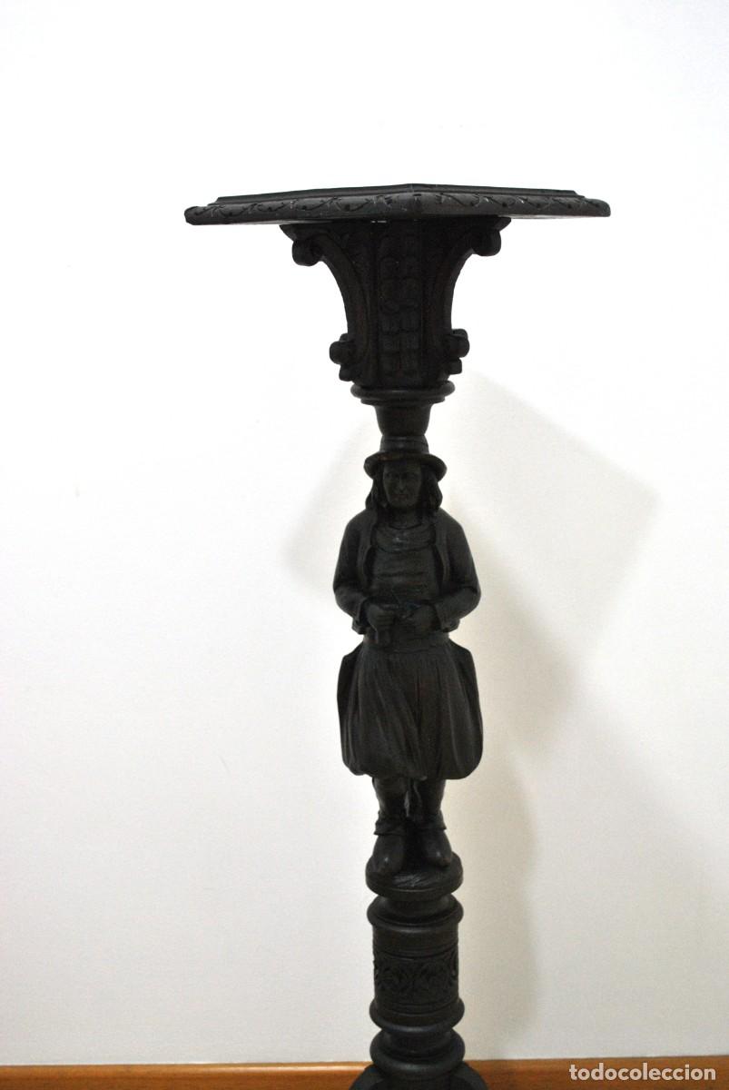 Antig&uuml;edades: MACETERO O PEDESTAL TALLADO MADERA - Foto 2