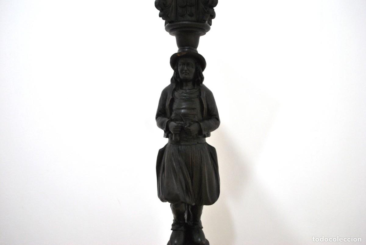 Antig&uuml;edades: MACETERO O PEDESTAL TALLADO MADERA - Foto 4