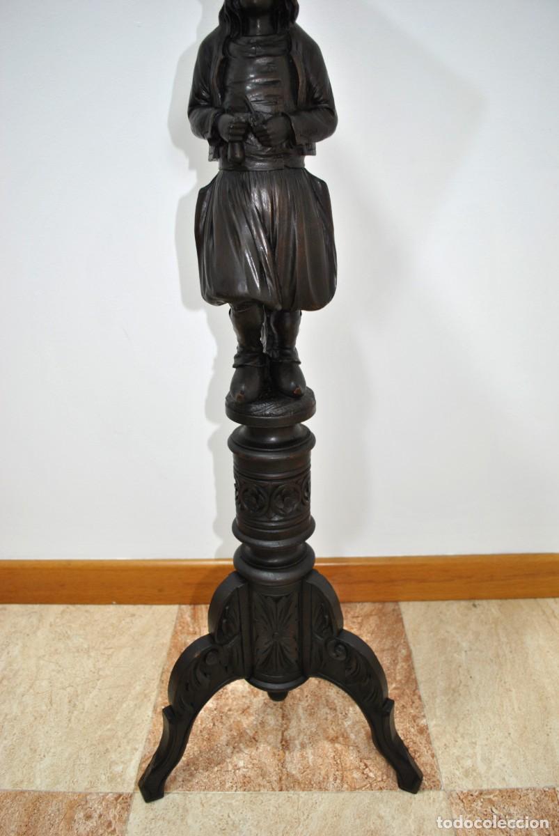 Antig&uuml;edades: MACETERO O PEDESTAL TALLADO MADERA - Foto 5