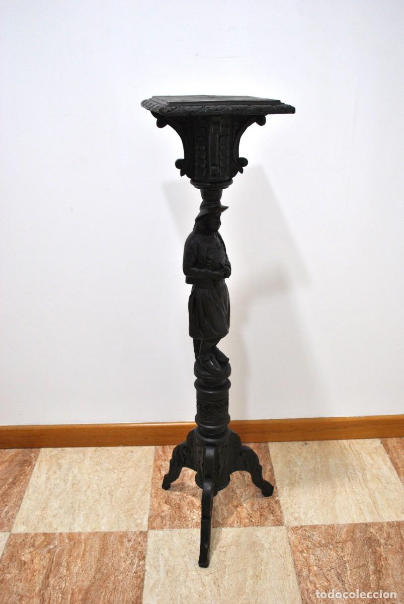Antig&uuml;edades: MACETERO O PEDESTAL TALLADO MADERA - Foto 6