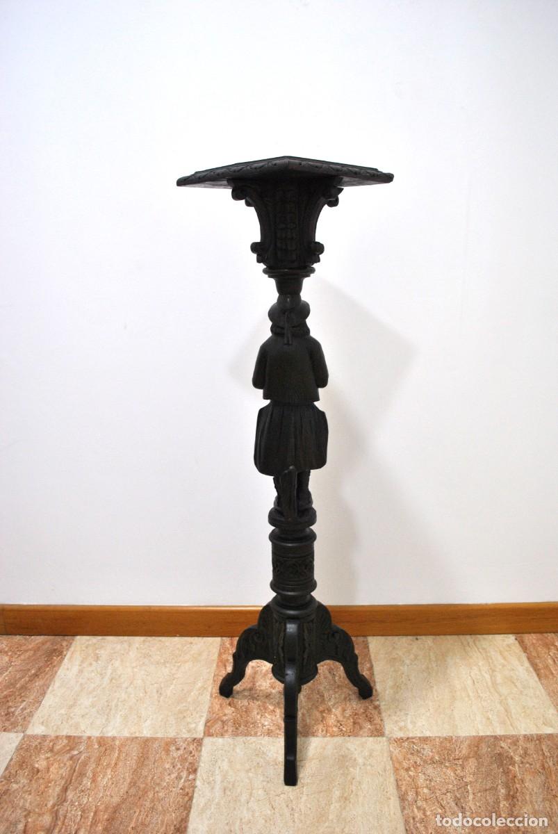 Antig&uuml;edades: MACETERO O PEDESTAL TALLADO MADERA - Foto 7