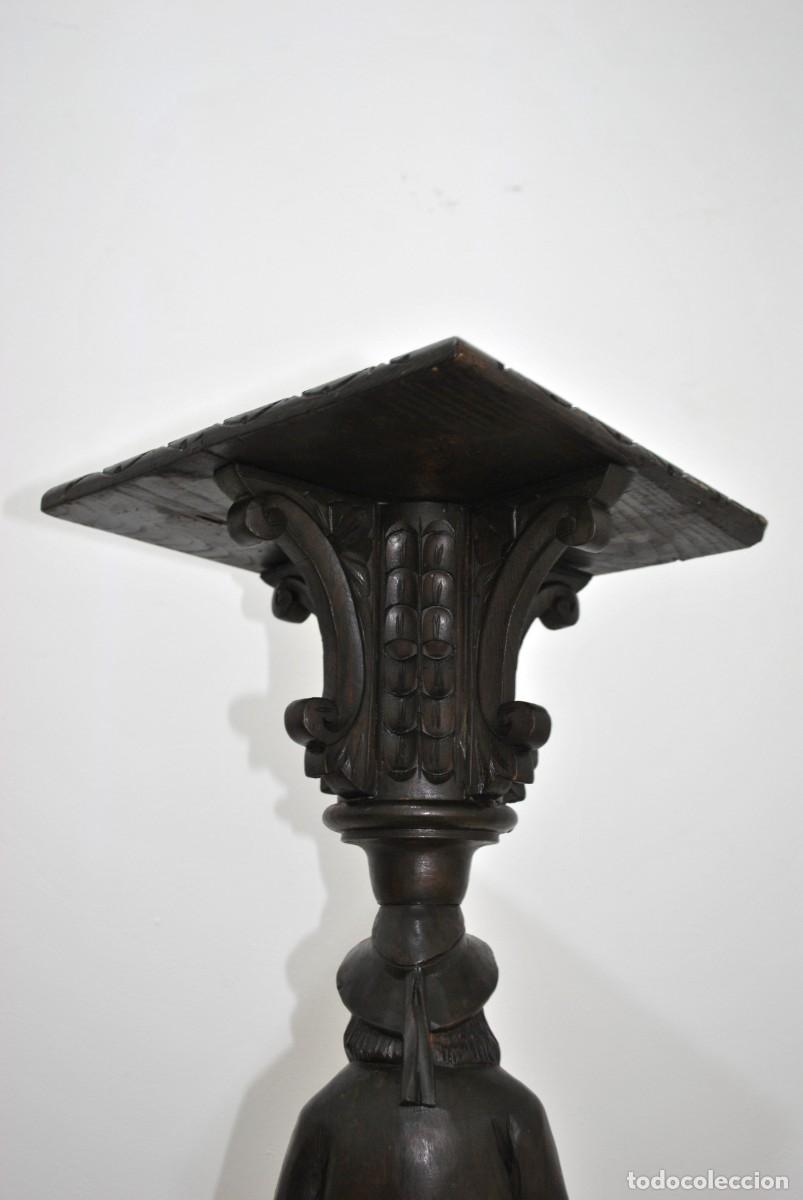 Antig&uuml;edades: MACETERO O PEDESTAL TALLADO MADERA - Foto 8