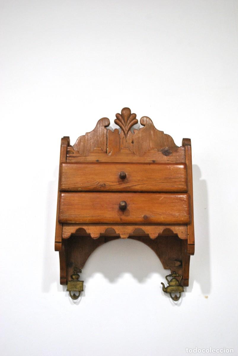 Antig&uuml;edades: MUEBLE DE PARED ESPIECERO DE MADERA - Foto 1